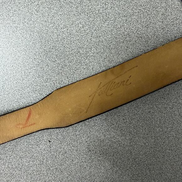 Tulliani Leather Belt Large Glazed Anline Steerhide Silver Buckle Embossed USA - Picture 8 of 10